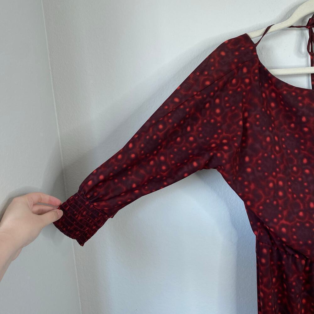 ALICE & OLIVIA Leiby Wide Leg Jumpsuit in Bordeaux Dot Size Medium - Picture 6 of 11